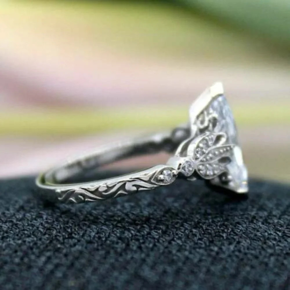 🎁Dainty Marquis Shiny Royal Court Carved Thin Noble Silver Plated, UNVN12266 - Picture 5 of 5